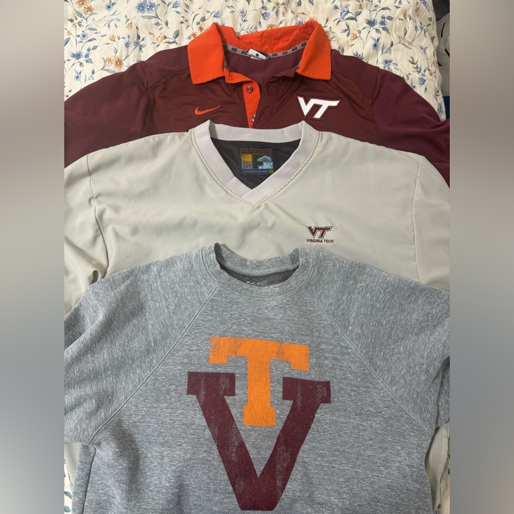 BUNDLE Virginia Tech Sweatshirt Windbreaker and Polo Size L